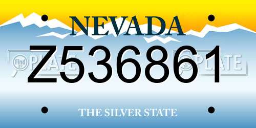 Z536861 Nevada License Plate