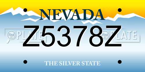 Z5378Z Nevada License Plate