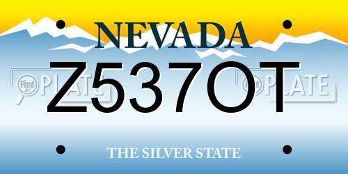Z537OT Nevada License Plate