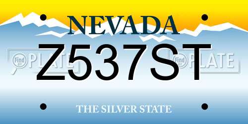 Z537ST Nevada License Plate