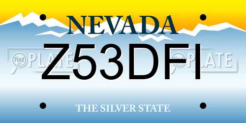 Z53DFI Nevada License Plate
