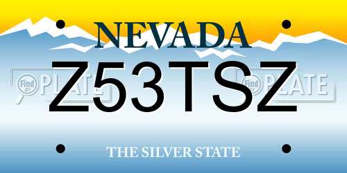 Z53TSZ Nevada License Plate