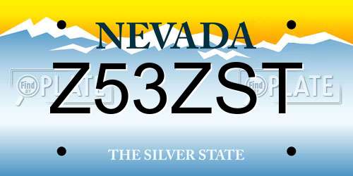 Z53ZST Nevada License Plate