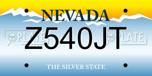 Z540JT Nevada License Plate