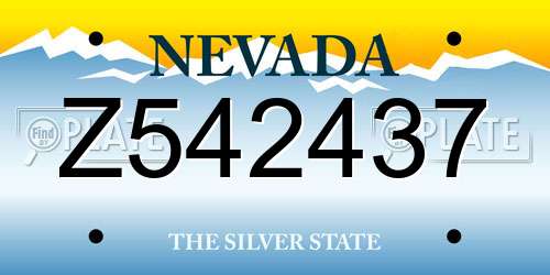Z542437 Nevada License Plate