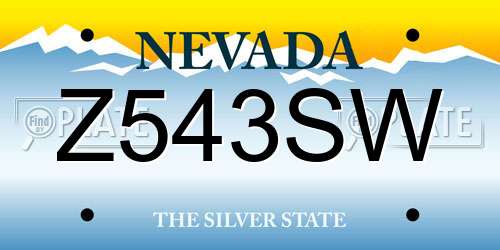 Z543SW Nevada License Plate