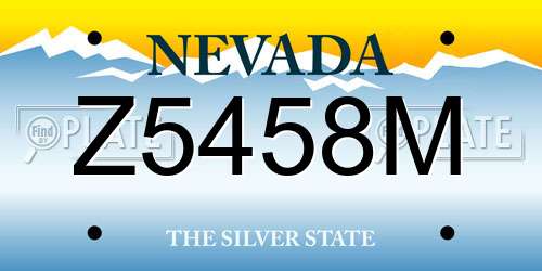Z5458M Nevada License Plate
