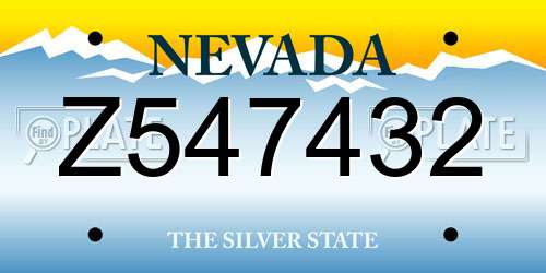 Z547432 Nevada License Plate
