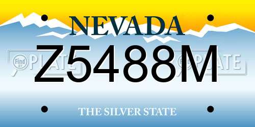Z5488M Nevada License Plate