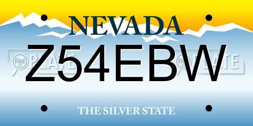 Z54EBW Nevada License Plate