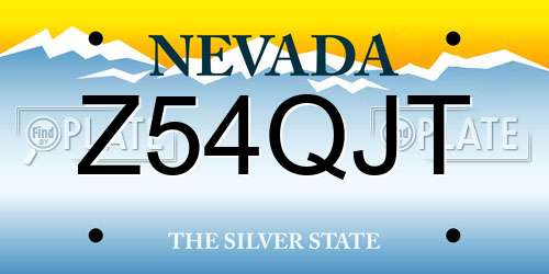 Z54QJT Nevada License Plate