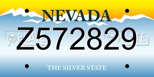 Z572829 Nevada License Plate