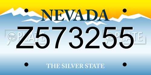 Z573255 Nevada License Plate