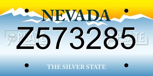 Z573285 Nevada License Plate