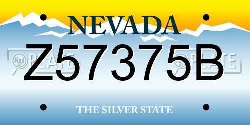 Z57375B Nevada License Plate