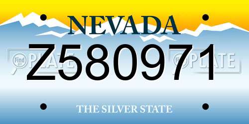 Z580971 Nevada License Plate