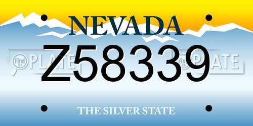 Z58339 Nevada License Plate