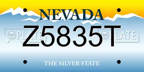 Z5835T Nevada License Plate