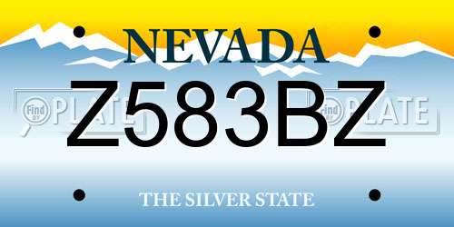Z583BZ Nevada License Plate