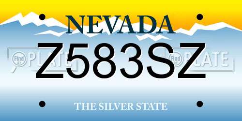 Z583SZ Nevada License Plate