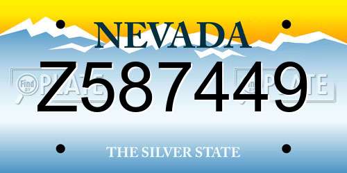 Z587449 Nevada License Plate