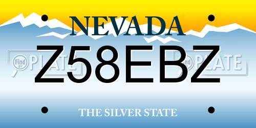 Z58EBZ Nevada License Plate