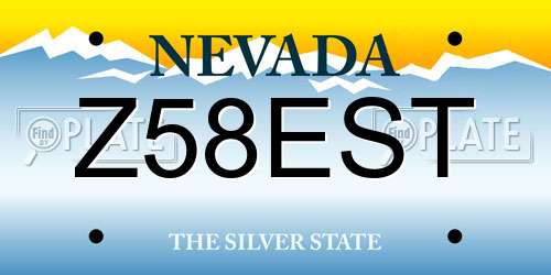 Z58EST Nevada License Plate