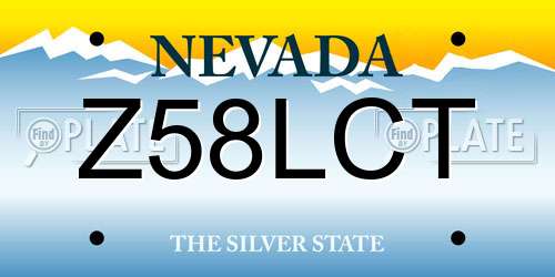 Z58LCT Nevada License Plate