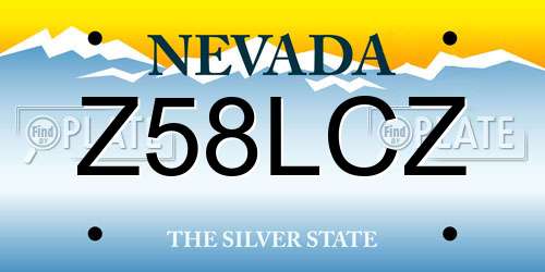 Z58LCZ Nevada License Plate