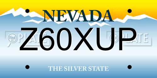 Z60XUP Nevada License Plate