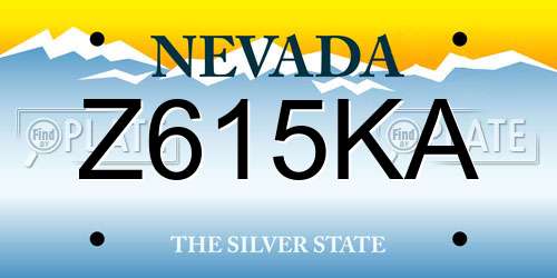 Z615KA Nevada License Plate