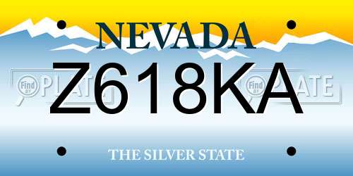 Z618KA Nevada License Plate