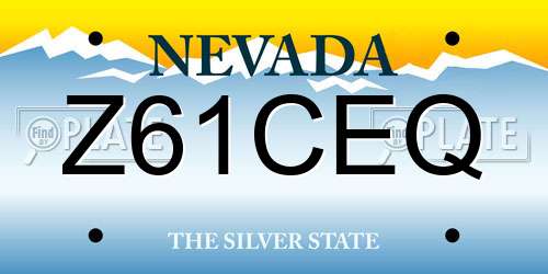 Z61CEQ Nevada License Plate