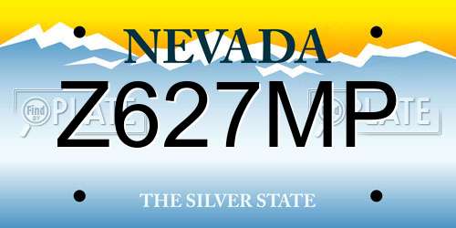 Z627MP Nevada License Plate