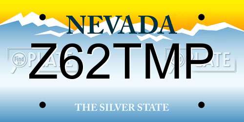 Z62TMP Nevada License Plate