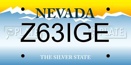 Z63IGE Nevada License Plate