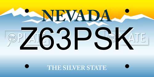 Z63PSK Nevada License Plate