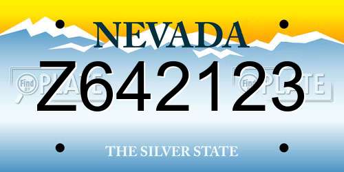 Z642123 Nevada License Plate