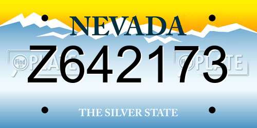 Z642173 Nevada License Plate