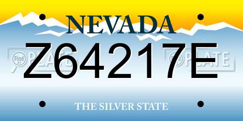 Z64217E Nevada License Plate