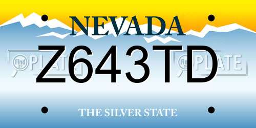 Z643TD Nevada License Plate