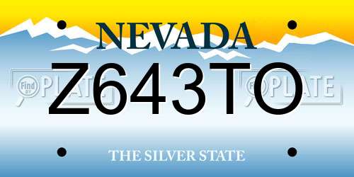 Z643TO Nevada License Plate