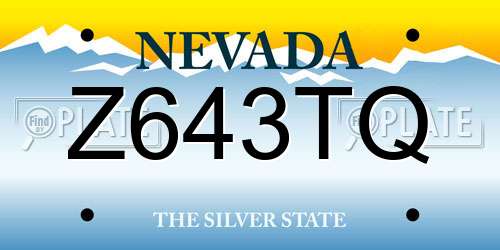 Z643TQ Nevada License Plate