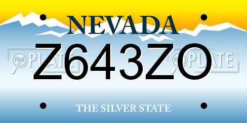 Z643ZO Nevada License Plate