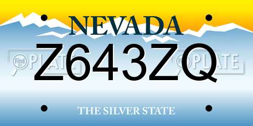 Z643ZQ Nevada License Plate
