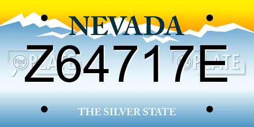 Z64717E Nevada License Plate