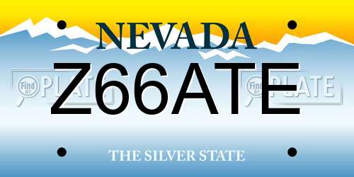 Z66ATE Nevada License Plate