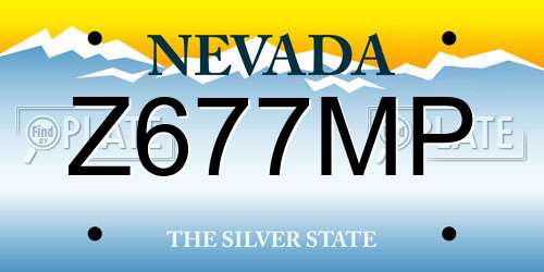 Z677MP Nevada License Plate