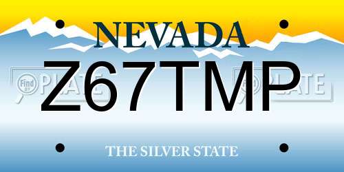 Z67TMP Nevada License Plate