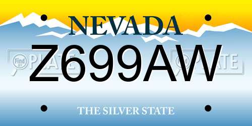 Z699AW Nevada License Plate